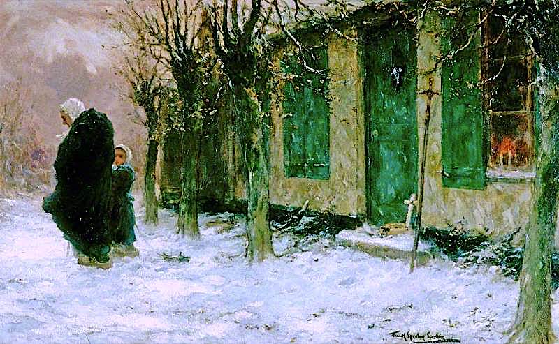 The Green Shutters, Viaticum, Belgium, vintage artwork by Frank Spenlove-Spenlove, 12x8" (A4) Poster