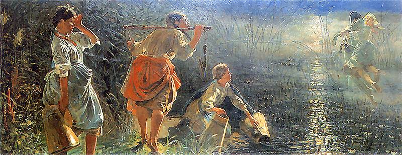 A Drowned Man Embraced by a Mermaid, vintage artwork by Jacek Malczewski, 12x8" (A4) Poster