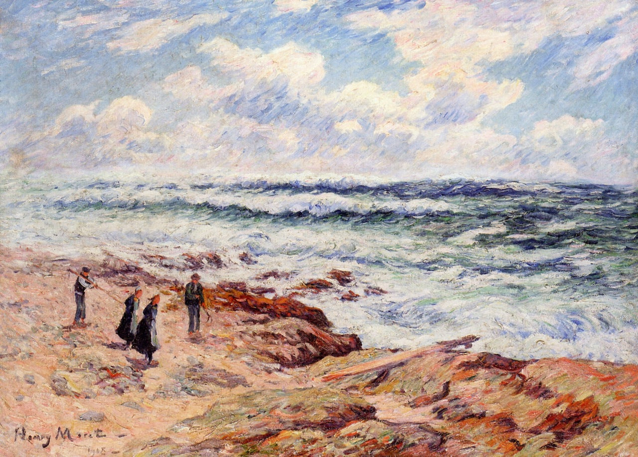 The Breakers at Pen'march, Finistere by Henry Moret,A3(16x12")Poster