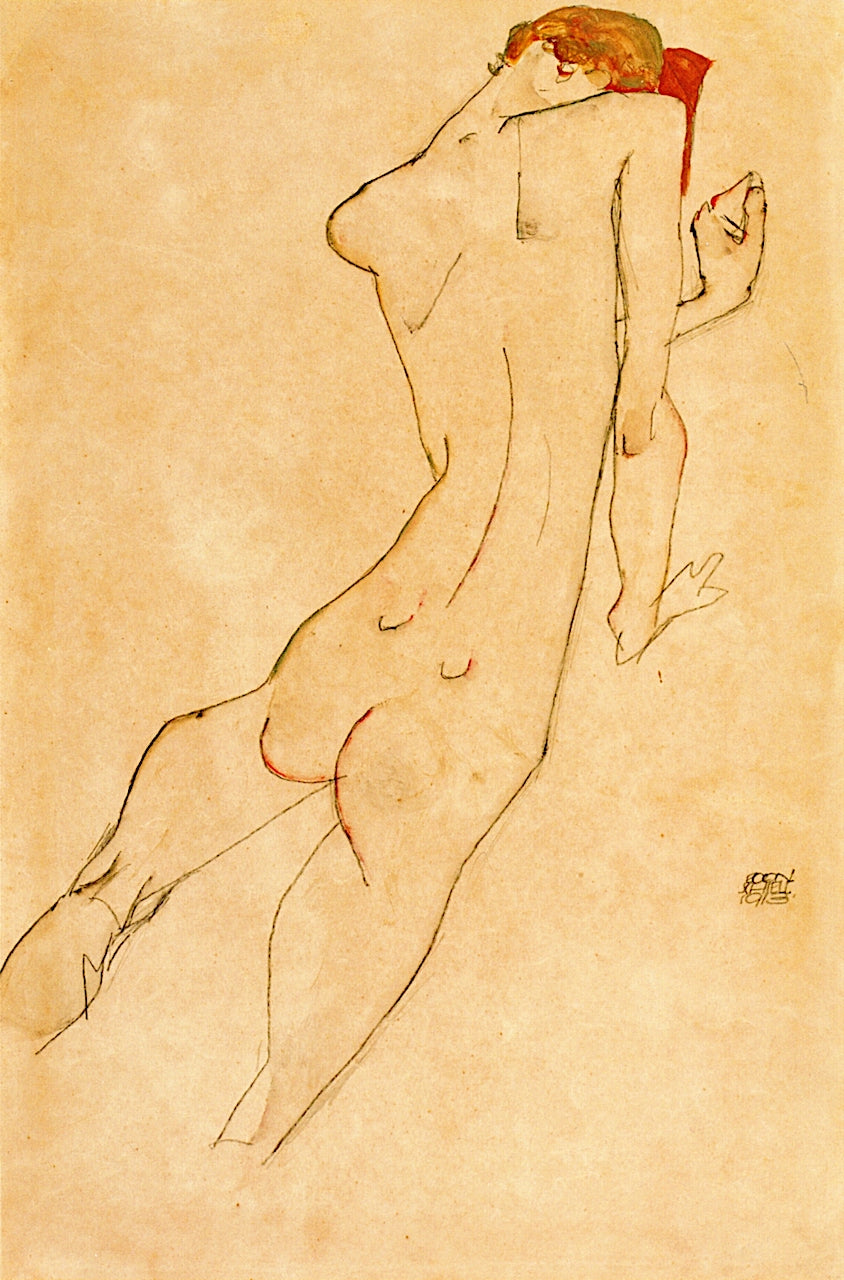 Female Nude, Back View by Egon Schiele,16x12(A3) Poster
