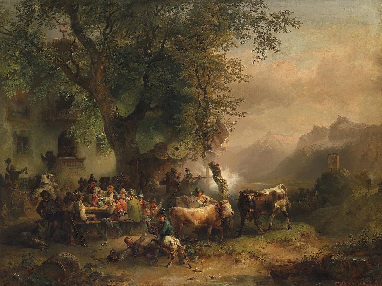 Target Practice in the Passeier Valley, vintage artwork by Friedrich Gauermann, A3 (16x12") Poster Print