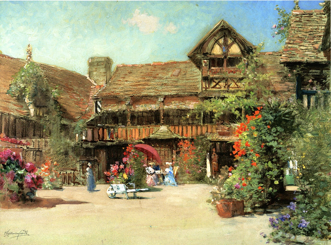 The Garden Courtyard of the Inn of William the Conquerer, vintage artwork by Francis Hopkinson Smith, 12x8" (A4) Poster