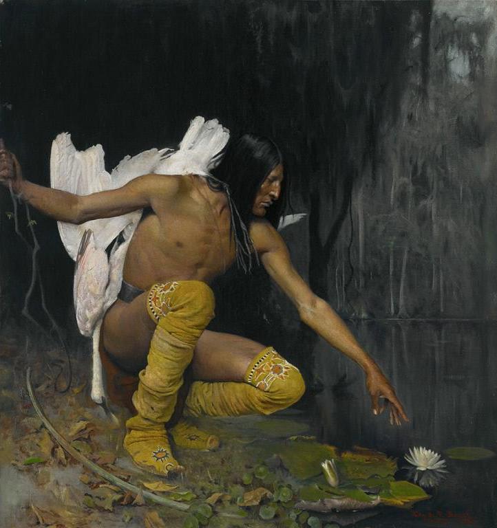 The Indian and the Lily by George de Forest Brush,A3(16x12")Poster