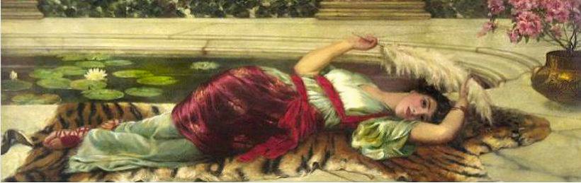 A Languid Beauty, vintage artwork by Emile Eisman-Semenowsky, 12x8" (A4) Poster