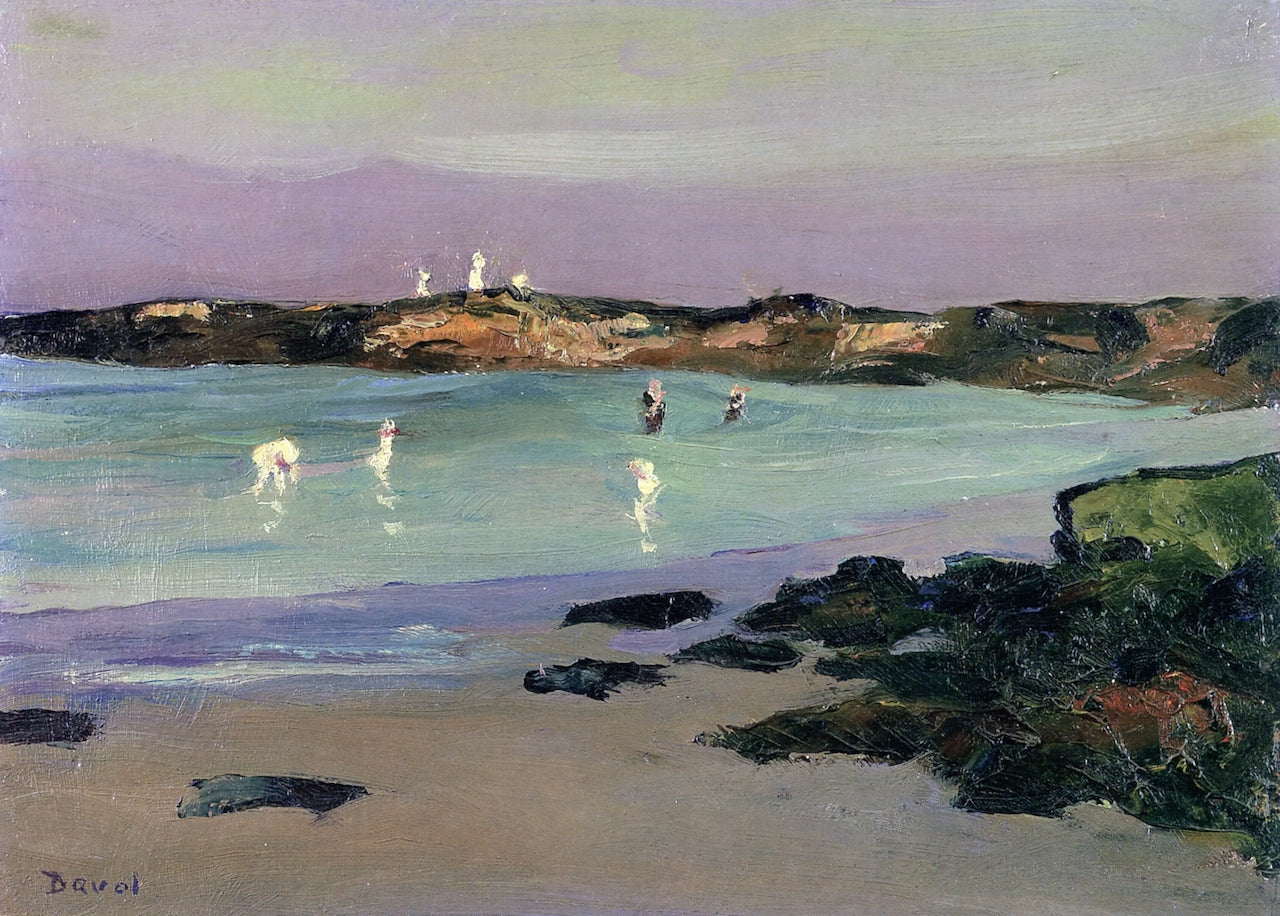 Beach at Ogunquit, vintage artwork by Joseph B. Davol, 12x8" (A4) Poster