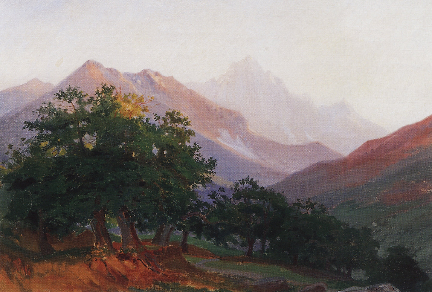 Oak Trees in Carrara Mountains, vintage artwork by Nikolai Nikolaevich Ge, 12x8" (A4) Poster