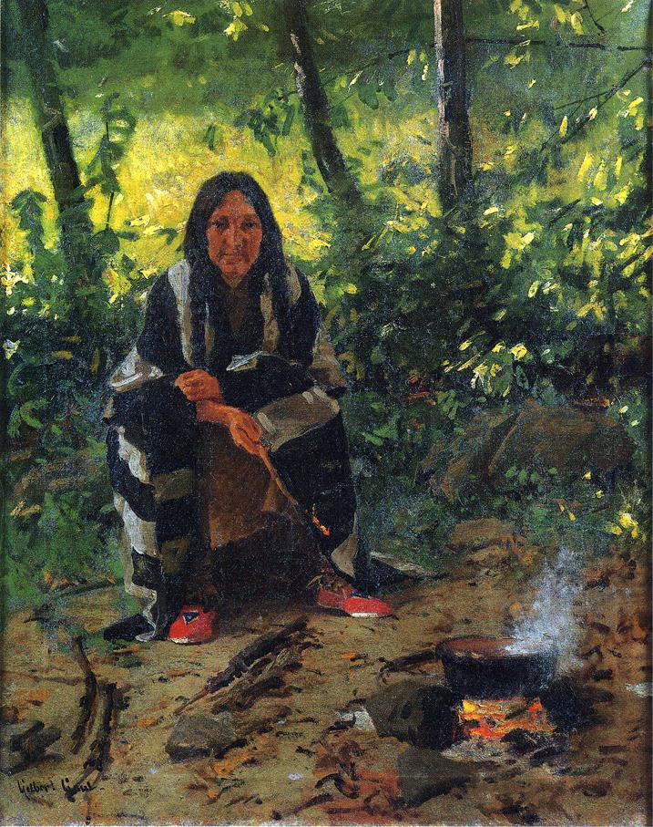 Tending the Fire by William Gilbert Gaul,A3(16x12")Poster