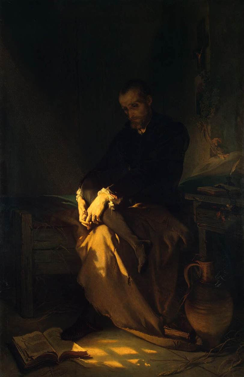 Tasso in Prison, vintage artwork by Louis Gallait, A3 (16x12") Poster Print
