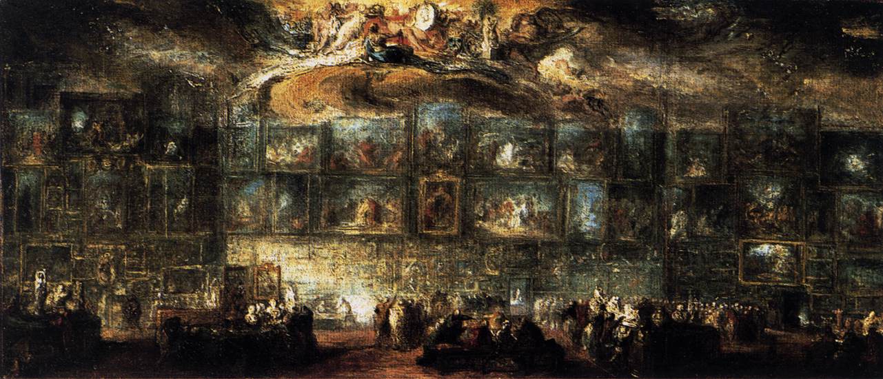 The Salon of 1779, vintage artwork by Gabriel-Jacques de Saint-Aubin, 12x8" (A4) Poster
