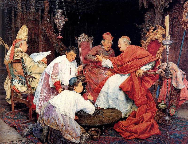 Cardinals In An Interior by Giuseppe Signorini,A3(16x12")Poster