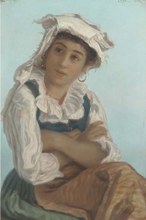 An Attentive Glance, vintage artwork by Adriano Bonifazi, 12x8" (A4) Poster