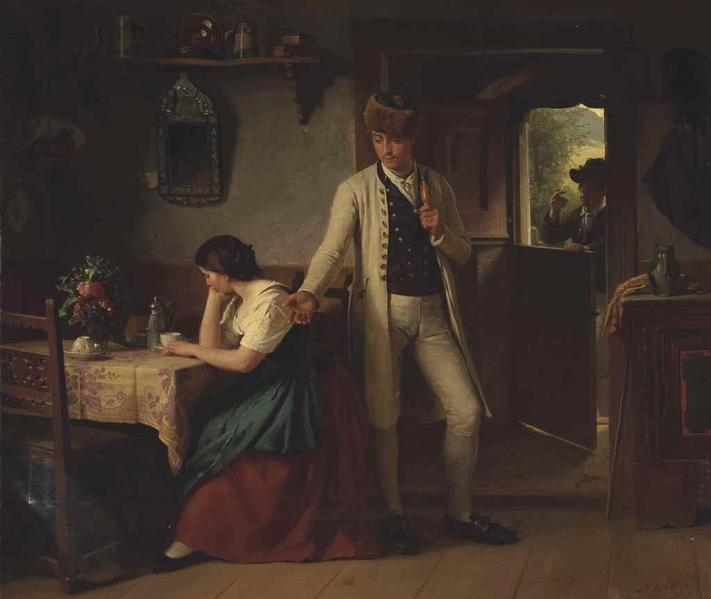 The Departure, vintage artwork by Berthold Woltze, 12x8" (A4) Poster