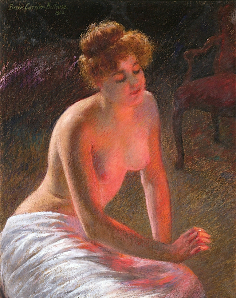 Contemplation by Firelight, vintage artwork by Pierre Carrier-Belleuse, 12x8" (A4) Poster