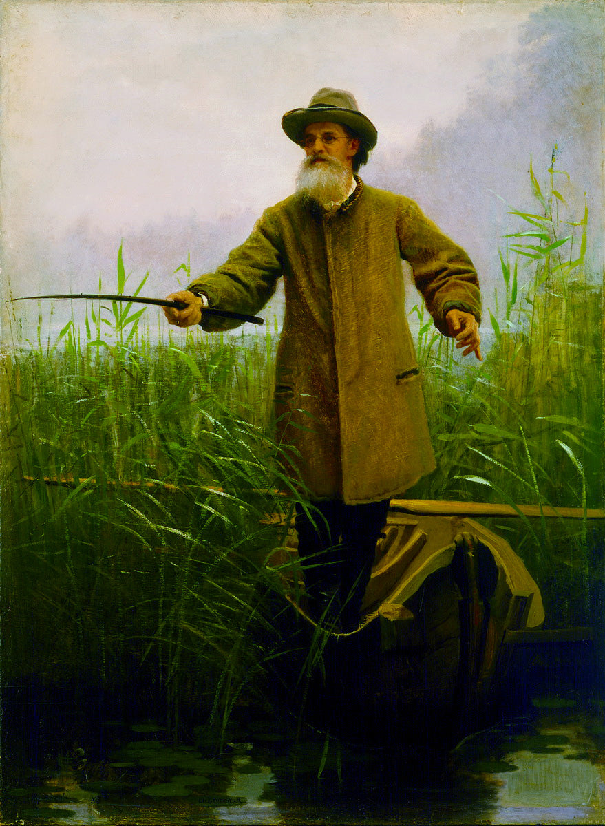 Poet Apollon Maikov, vintage artwork by Ivan Kramskoi, 12x8" (A4) Poster