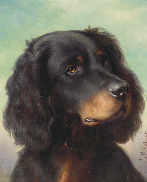 A Gordon setter, vintage artwork by Carl Reichert, 12x8" (A4) Poster