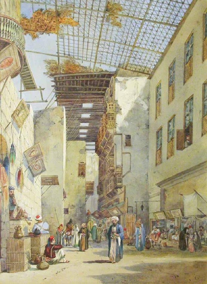 A Bazaar, Cairo, vintage artwork by Frederick Goodall, A3 (16x12") Poster Print