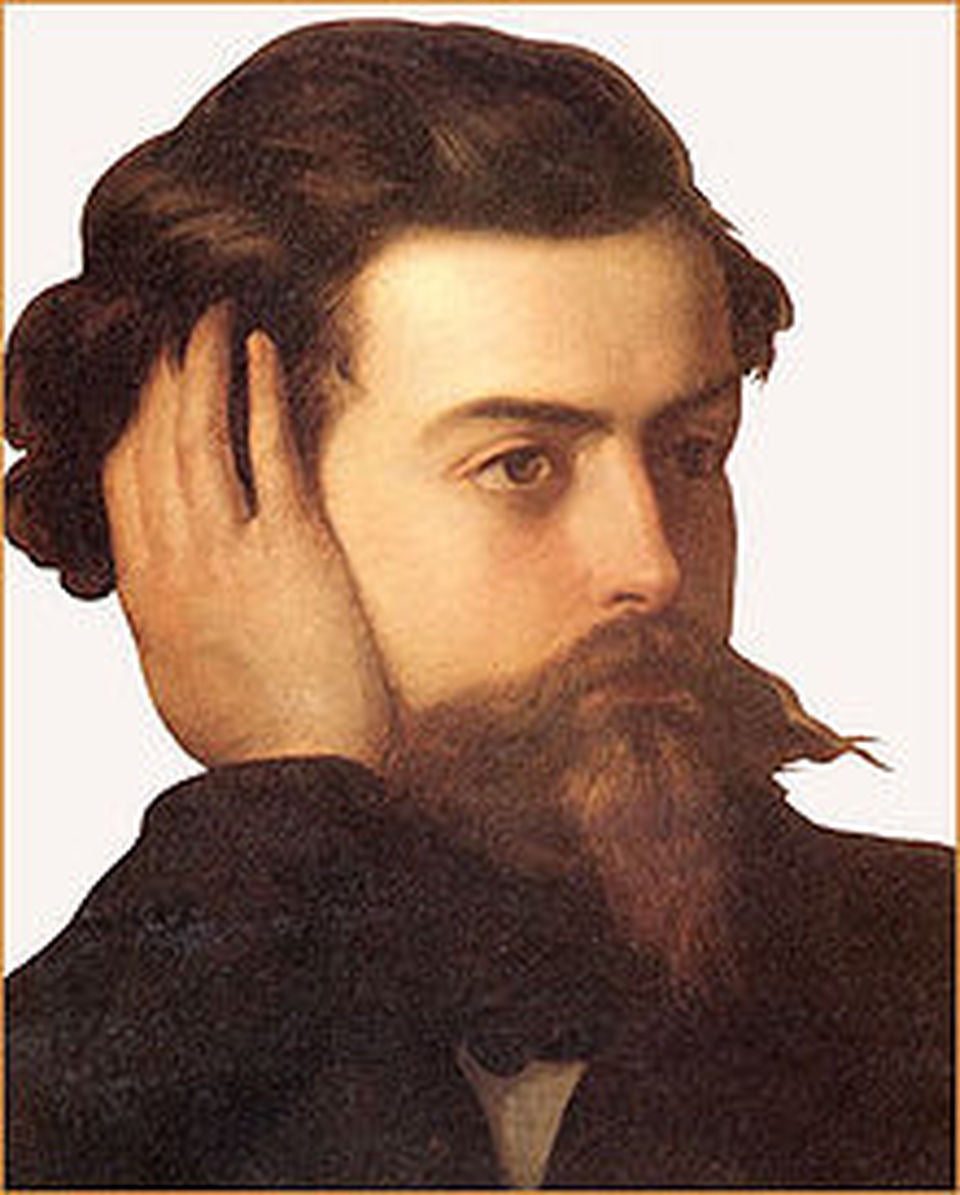 Portrait of Goffredo Mameli, vintage artwork by Domenico Induno, A3 (16x12") Poster Print