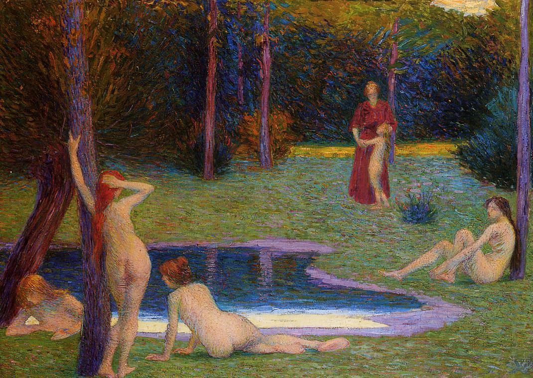 Bathers in the Evening by Hippolyte Petitjean,A3(16x12")Poster