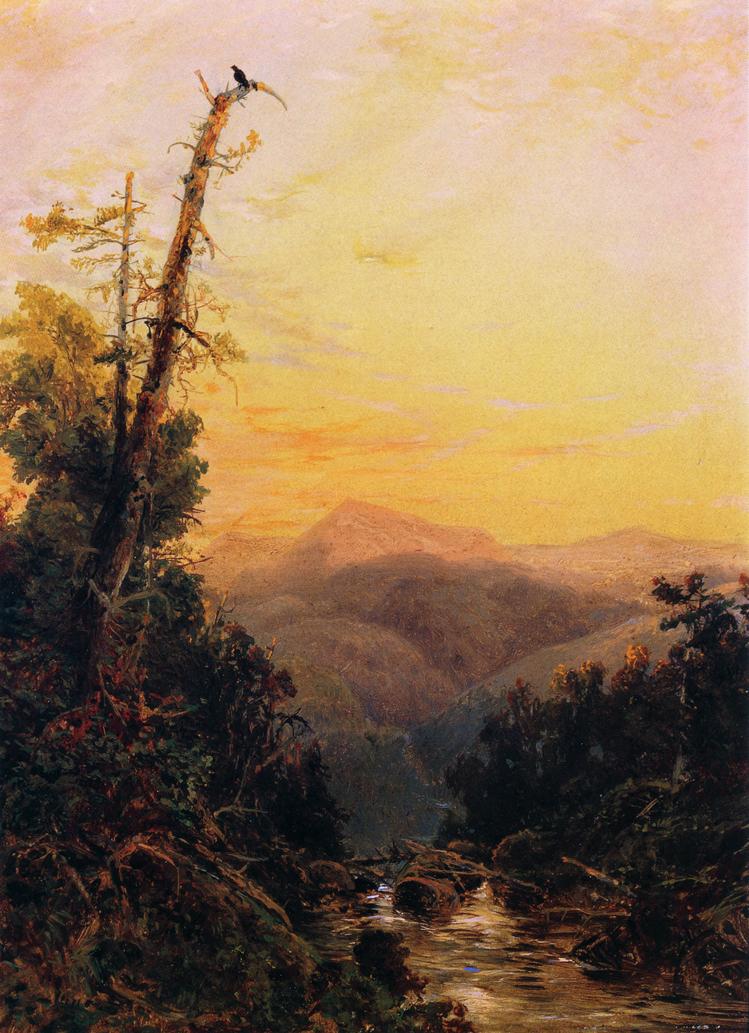 Sunset in the Catskills, vintage artwork by Arthur Quartley, 12x8" (A4) Poster