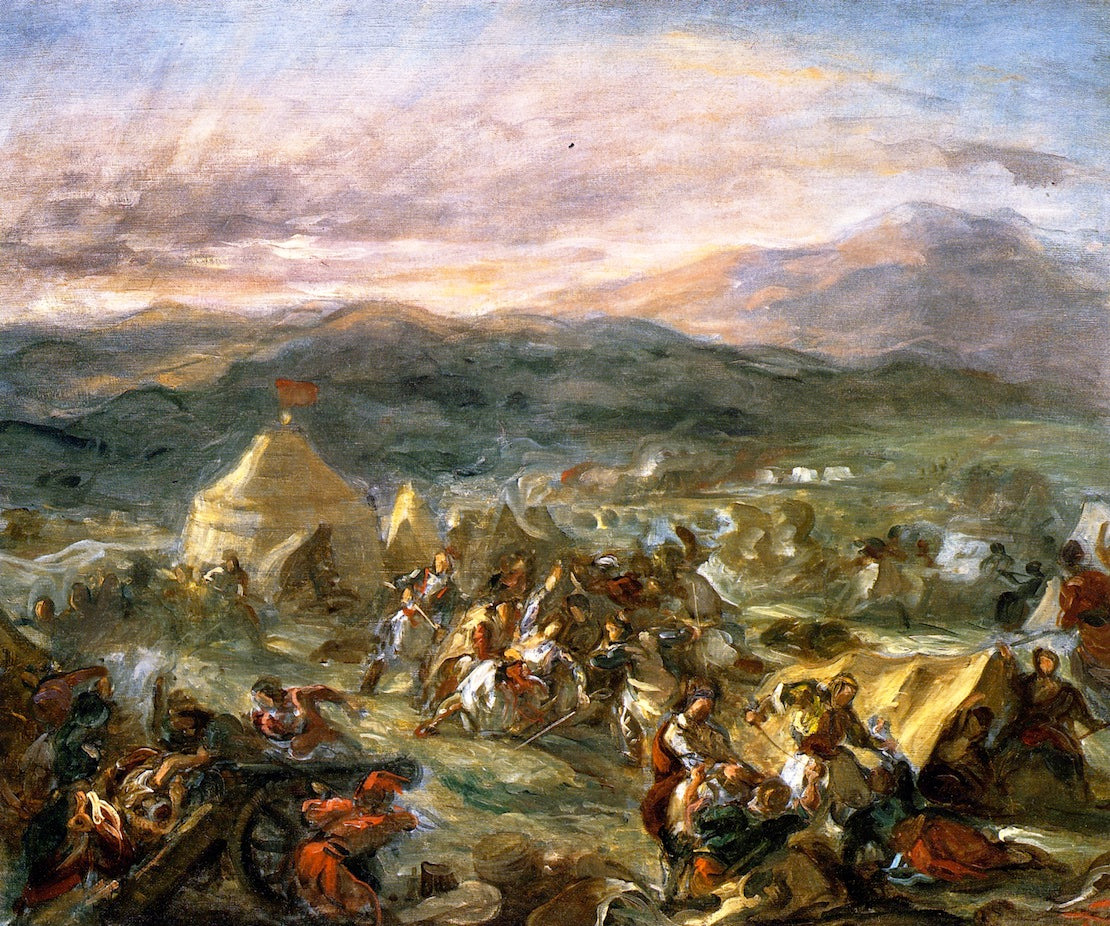 Botzaris Attacks the Turkish Camp and Is Fatally Wounded, vintage artwork by Eugène Delacroix, A3 (16x12") Poster Print