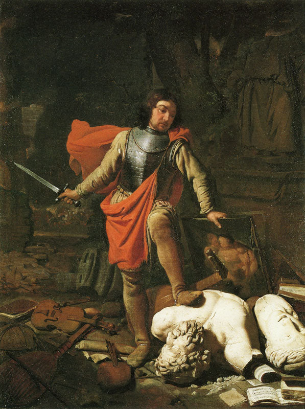 Mars Destroying the Arts, vintage artwork by Michiel Sweerts, 12x8" (A4) Poster