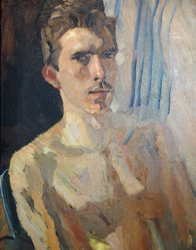 Self Portrait without Shirt, vintage artwork by Albert Weisgerber, 12x8" (A4) Poster