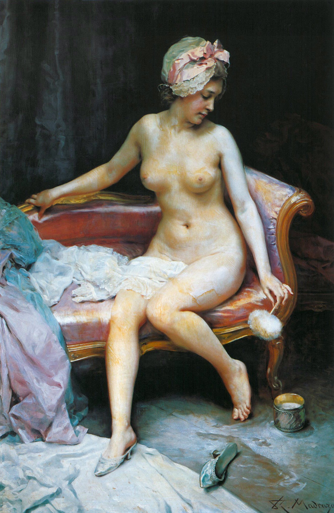 After the bath, vintage artwork by Raimundo de Madrazo y Garreta, 12x8" (A4) Poster