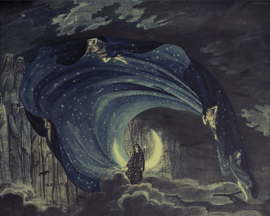 Queen of the Night Scene, for Mozart's Magic Flute, vintage artwork by Simon Quaglio, A3 (16x12") Poster Print