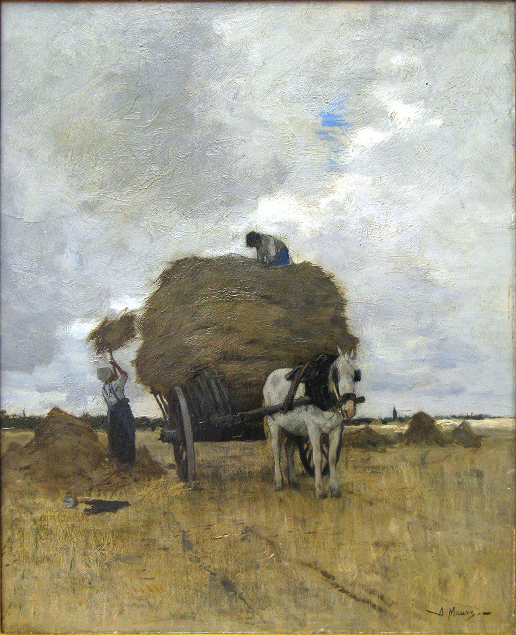 Harvesting Hay, vintage artwork by Anton Mauve, 12x8" (A4) Poster
