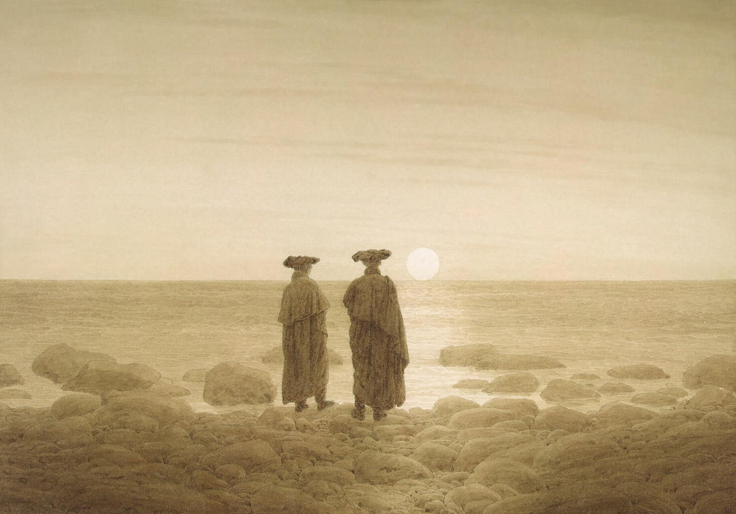 Moonrise, vintage artwork by Caspar David Friedrich, 12x8" (A4) Poster