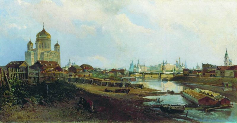 Moscow, vintage artwork by Nikolai Makovsky, 12x8" (A4) Poster