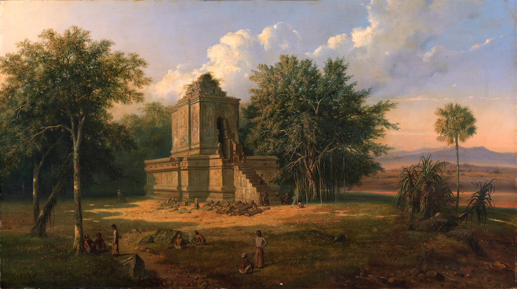 Javanese Temple in Ruins, vintage artwork by Raden Saleh Sjarif Boestaman, A3 (16x12") Poster Print