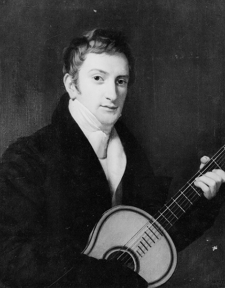 L'homme à la guitare, vintage artwork by François Joseph Navez, 12x8" (A4) Poster