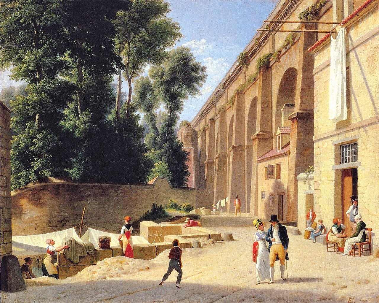 The Landscape under the Aqueduct at Arcueil near Paris, vintage artwork by Christoffer Wilhelm Eckersberg, 12x8" (A4) Poster