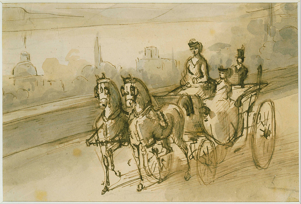 The Team, vintage artwork by Constantin Guys, A3 (16x12") Poster Print