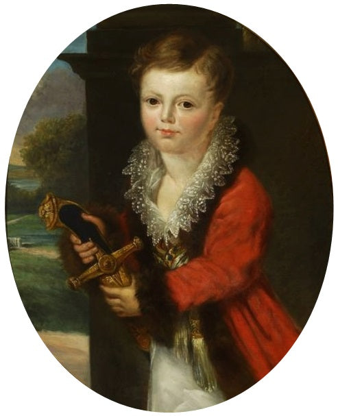 Portrait of Zygmunt Krasiński as a Child, vintage artwork by Henri-François Riesener, 12x8" (A4) Poster