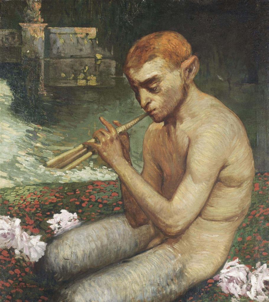 Pan playing a tune by the river, vintage artwork by Gaston La Touche, 12x8" (A4) Poster