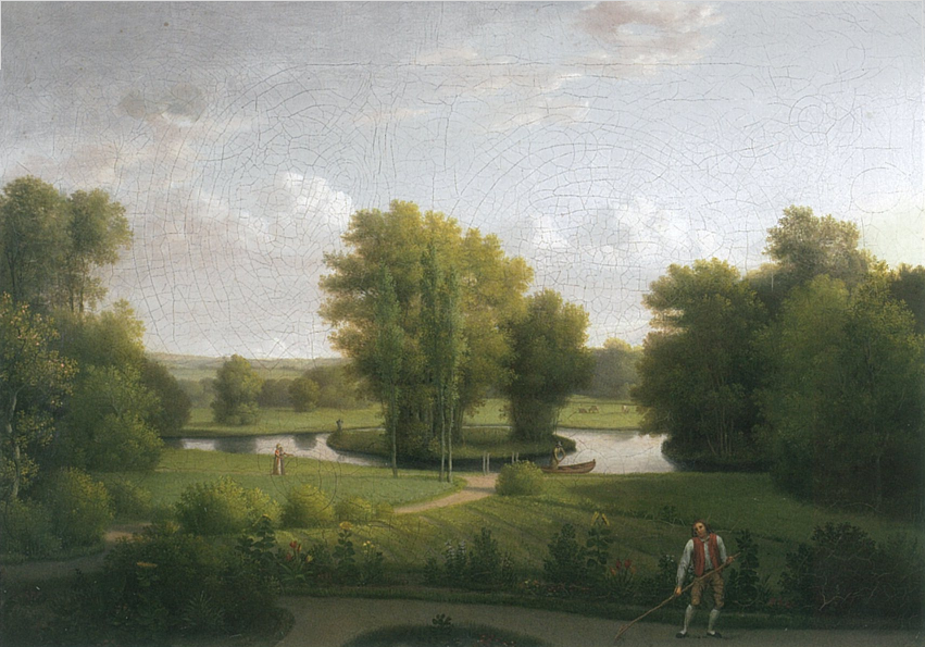 Sanderumgaard, Garden, vintage artwork by Christoffer Wilhelm Eckersberg, 12x8" (A4) Poster