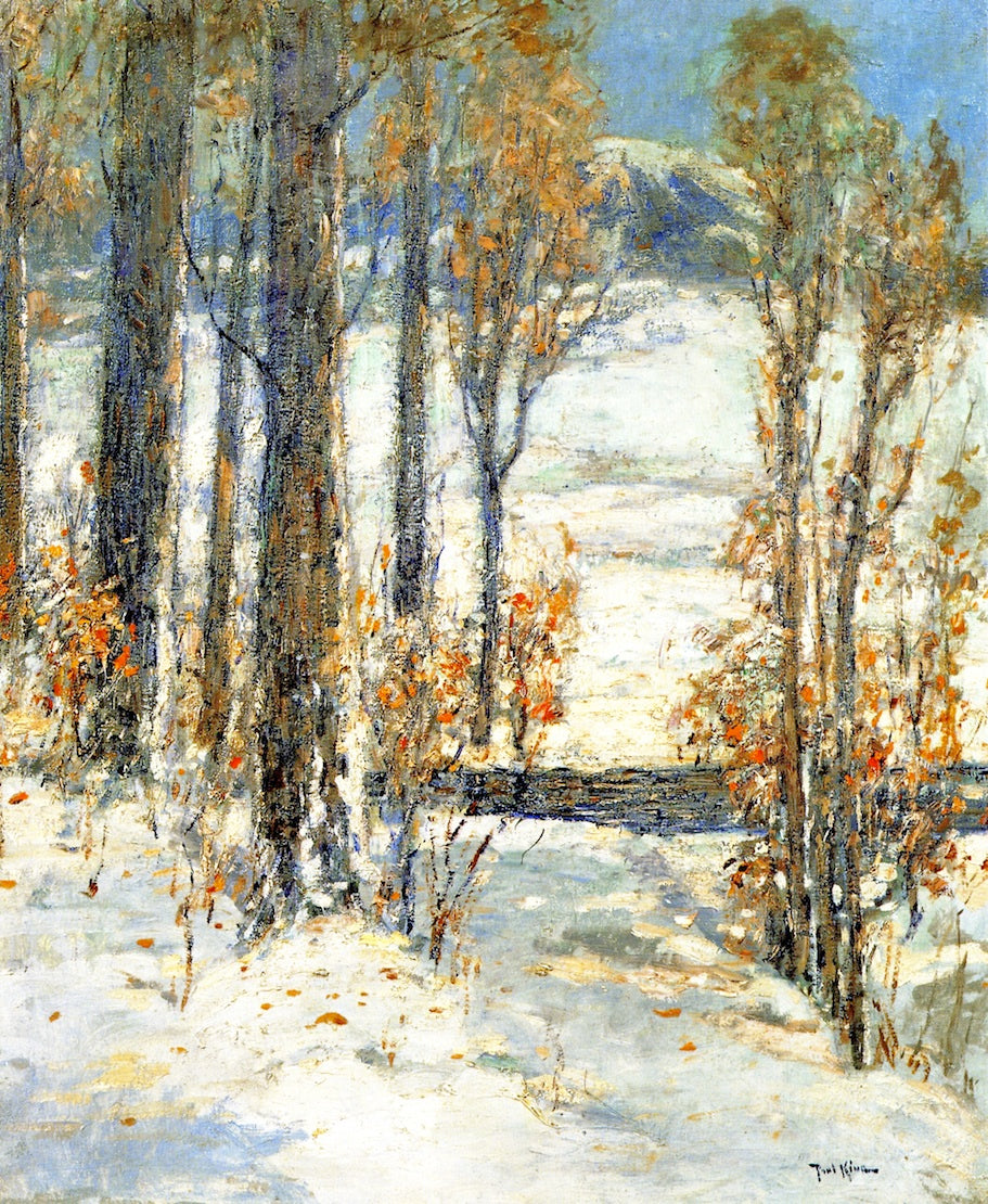 Winter in Bucks County, Pennsylvania, vintage artwork by Paul Bernard King, 12x8" (A4) Poster