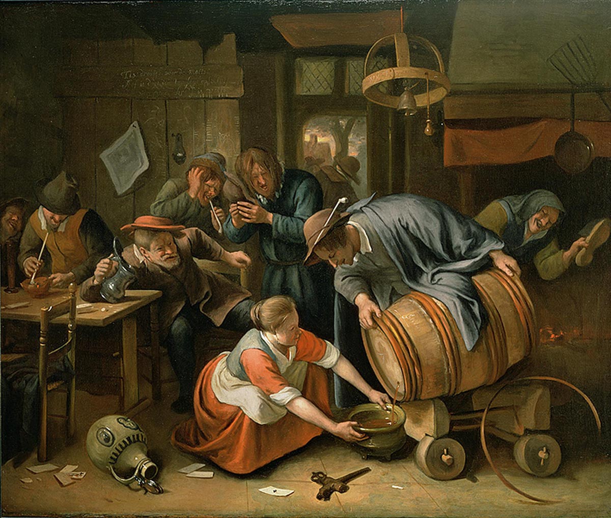The Drained Cask (The Last Drop), vintage artwork by Jan Havicksz. Steen, 12x8" (A4) Poster