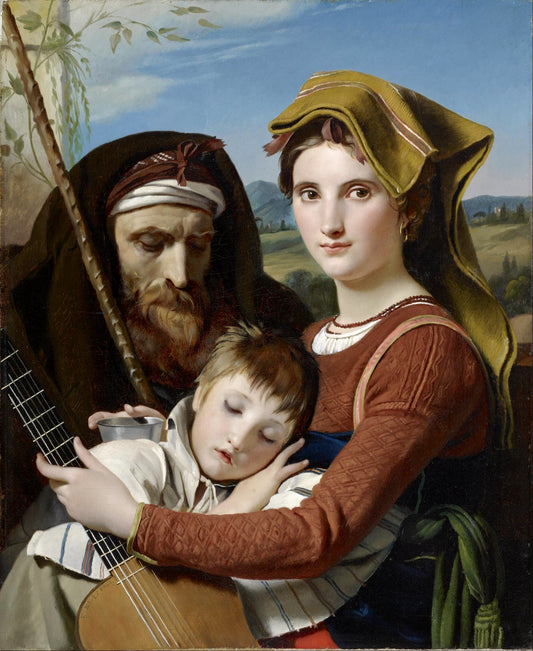Roman Shepherd Family in the Campagna, vintage artwork by François Joseph Navez, 12x8" (A4) Poster