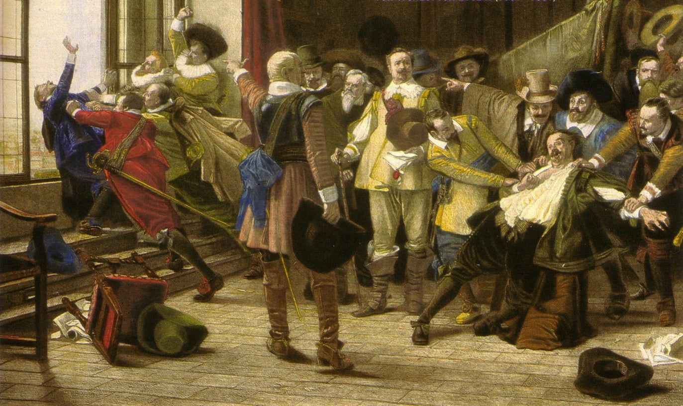 Defenestrations of Prague (Detail), vintage artwork by Václav Brožík, 12x8" (A4) Poster