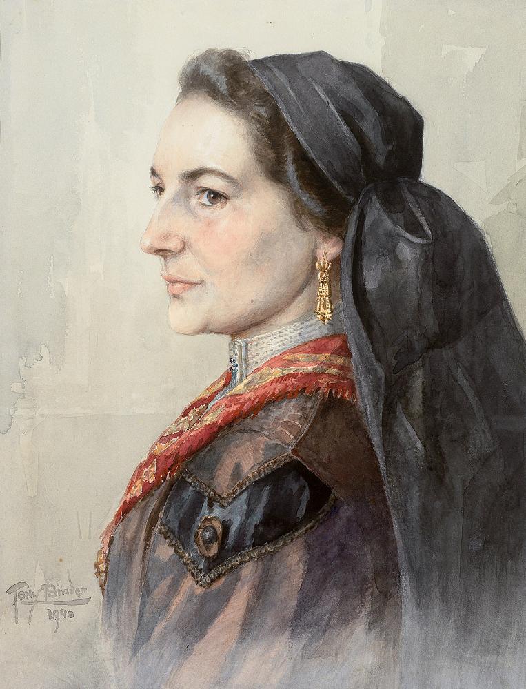 Portrait of a Woman in the Costume of Braunau by Tony Binder,A3(16x12")Poster