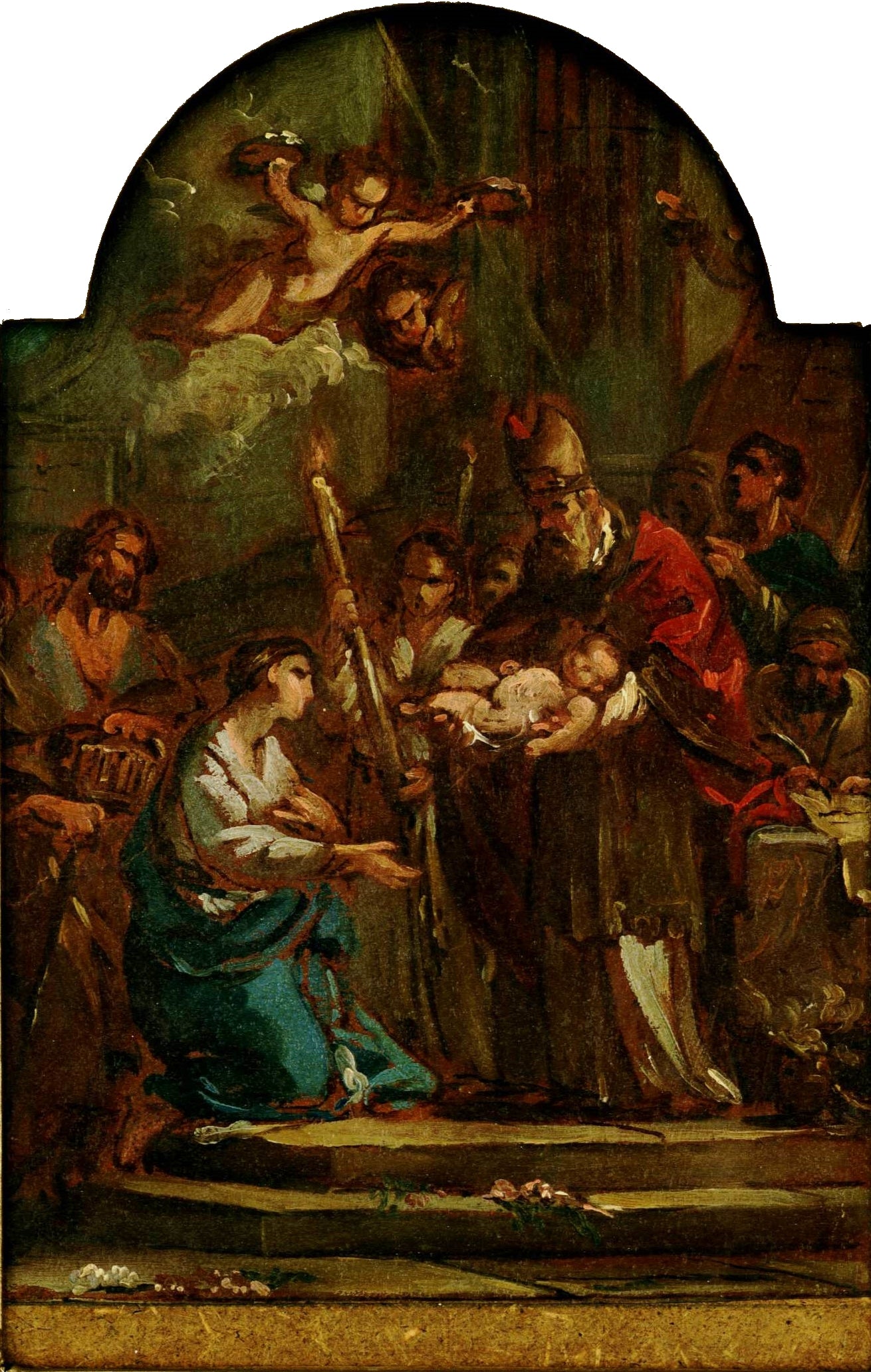 Study for Presentation of Jesus at the Temple, vintage artwork by Joseph Marie Vien, 12x8" (A4) Poster