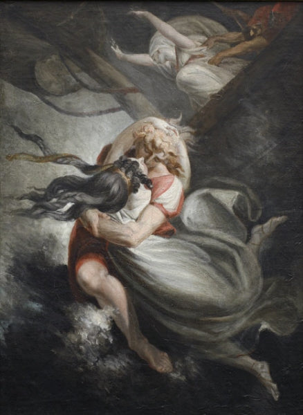 Amanda / Rezia with Hüon Hurl themslves into the Sea whilst Fatime is Held Back by Force, vintage artwork by Johann Heinrich Füseli, 12x8" (A4) Poster