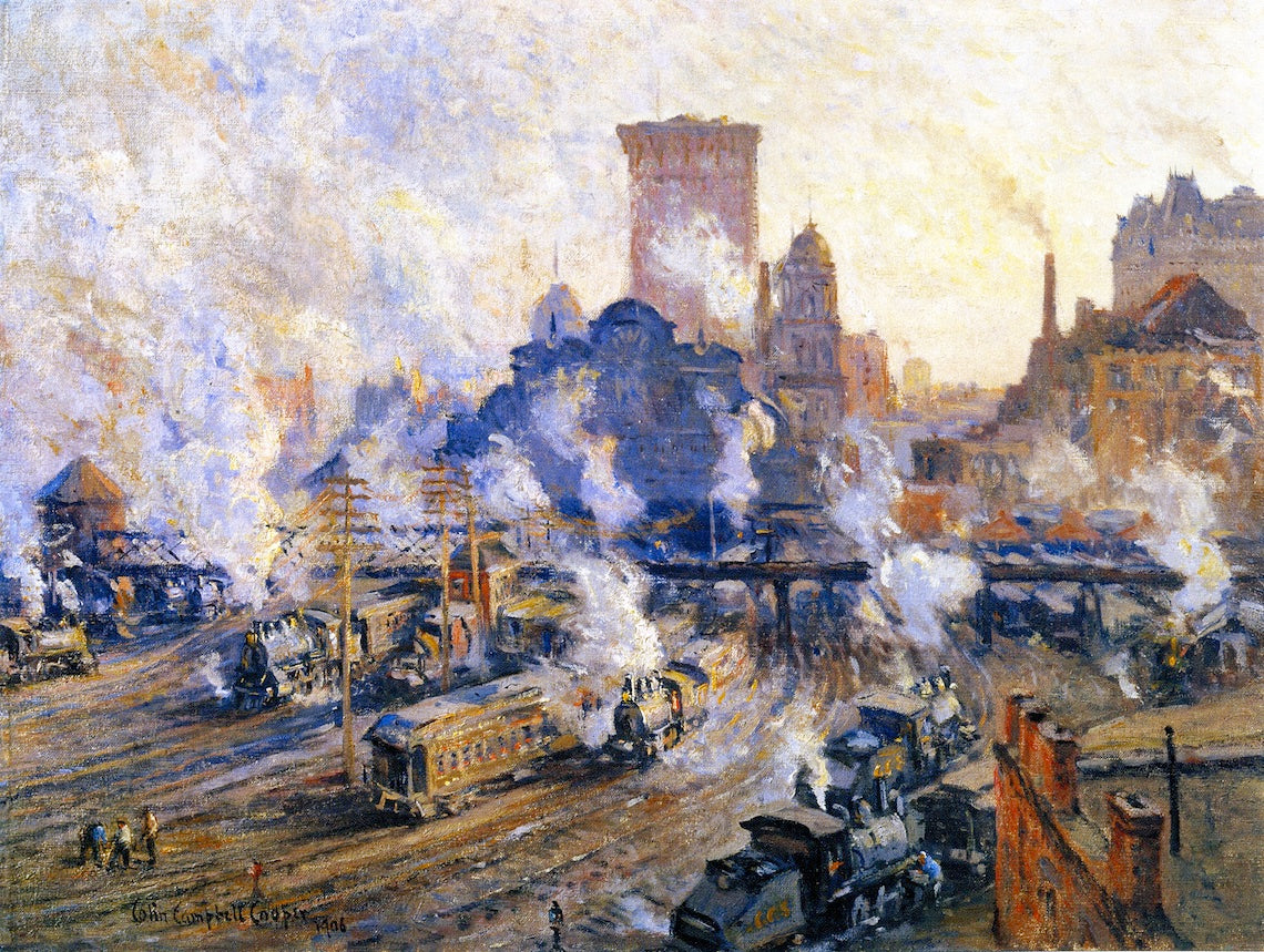 Old Grand Central Station, vintage artwork by Colin Campbell Cooper, 12x8" (A4) Poster