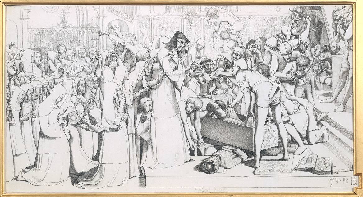 The Disentombment of Queen Matilda, vintage artwork by Sir John Everett Millais, 12x8" (A4) Poster