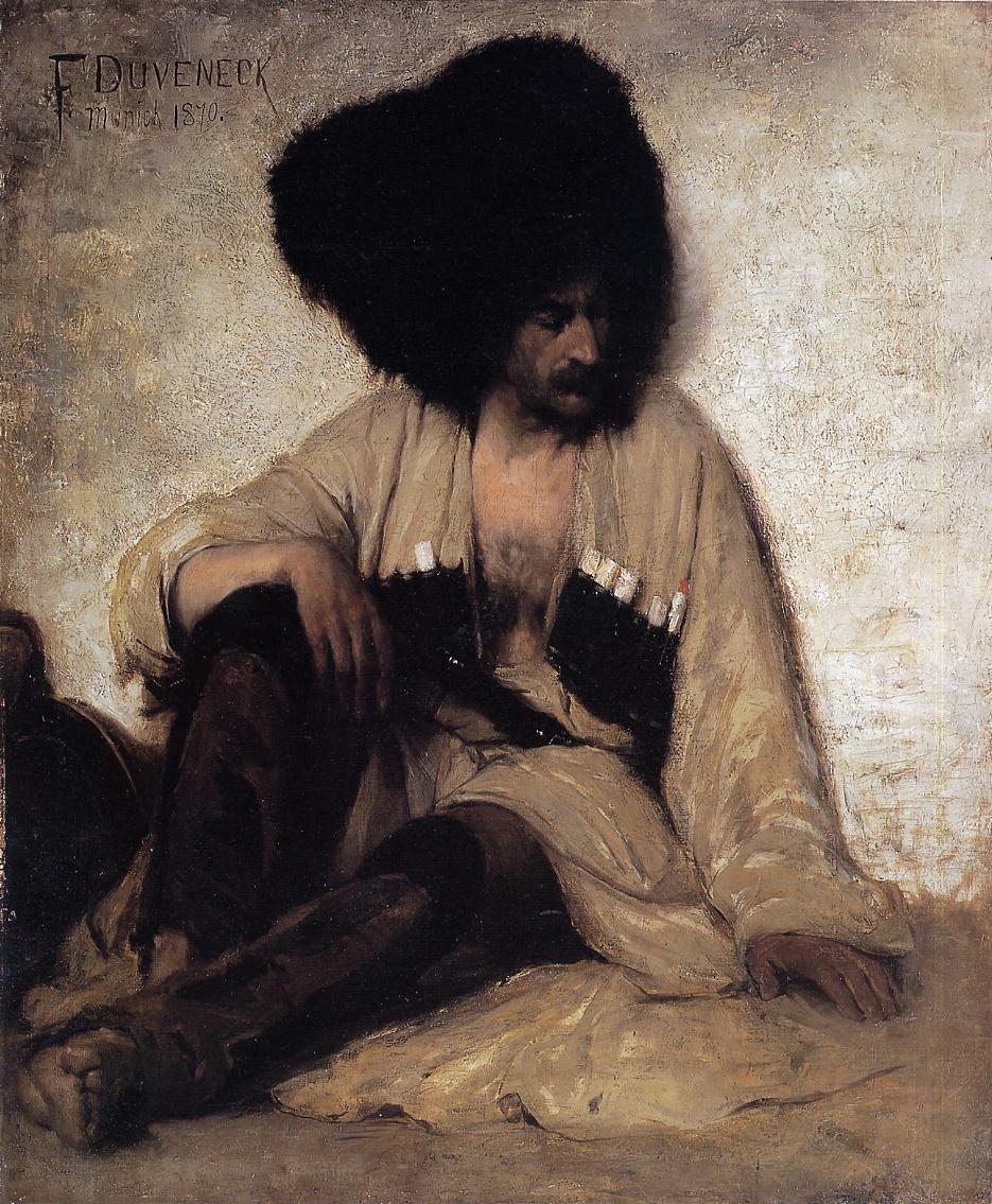 Caucasian Soldier, vintage artwork by Frank Duveneck, 12x8" (A4) Poster