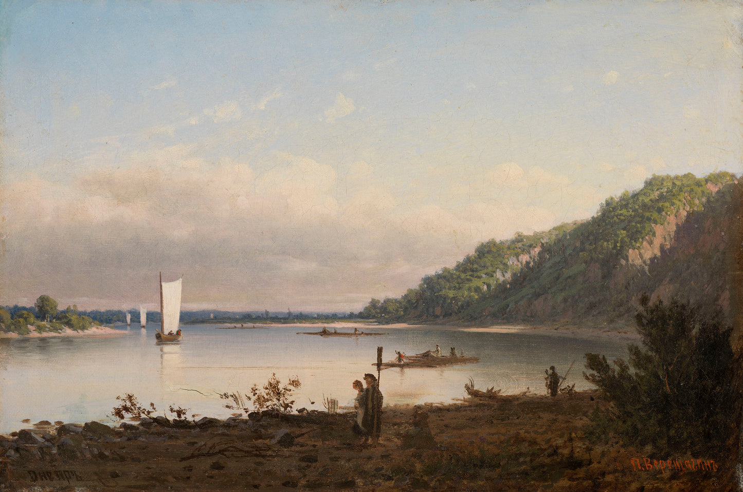View of the River Dnieper, vintage artwork by Piotr Petrovitsch Vereshchagin, 12x8" (A4) Poster