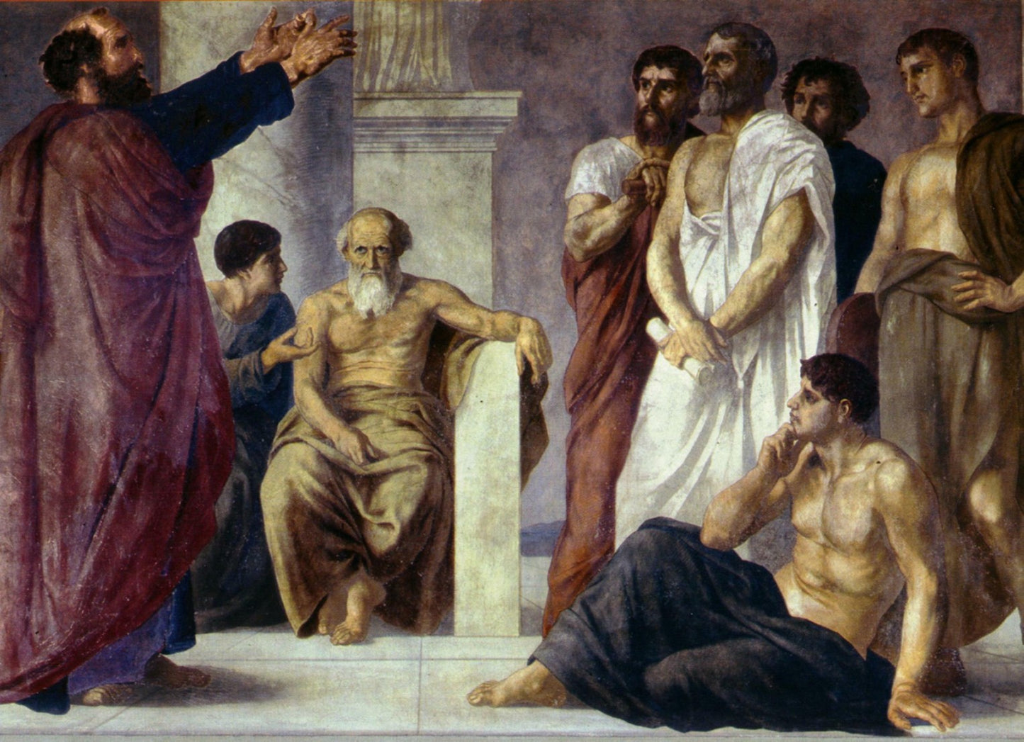The Preaching of Paul at Athens, vintage artwork by Gustav Spangenberg, 12x8" (A4) Poster